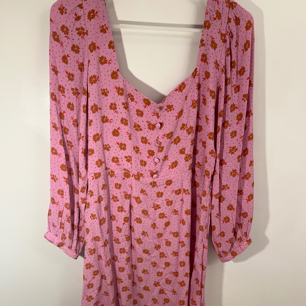 Billabong Pink Bell Sleeve floral sundress size large